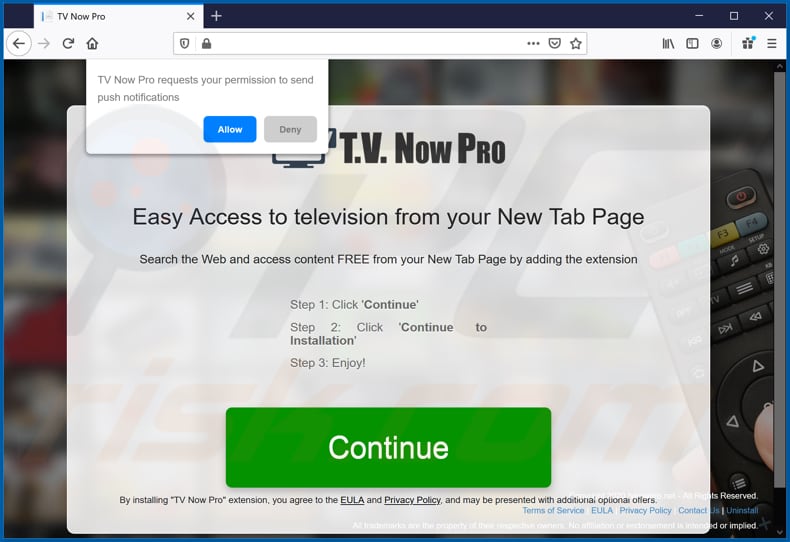 tv now pro browser hijacker promoter firefox