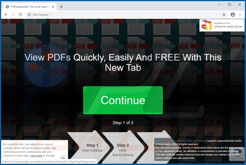Website used to promote TVPlusNewtab browser hijacker