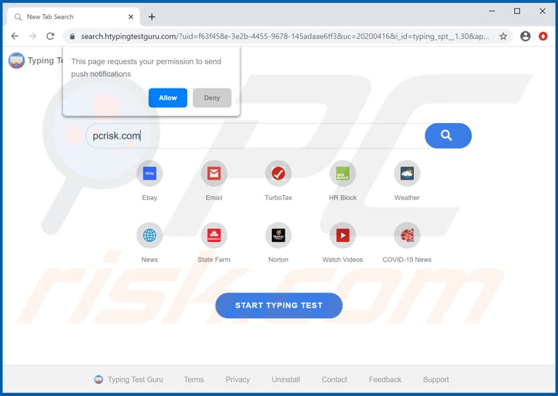 htypingtestguru.com browser hijacker