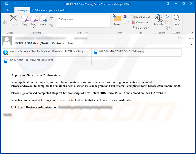 U.S. Small Business Administration scam email