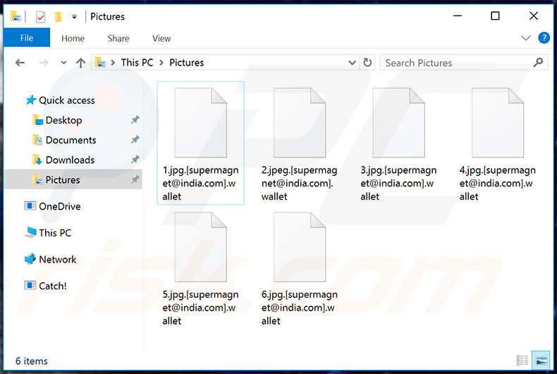 Files encrypted by .wallet ransomware (.[supermagnet@india.com].wallet extension)