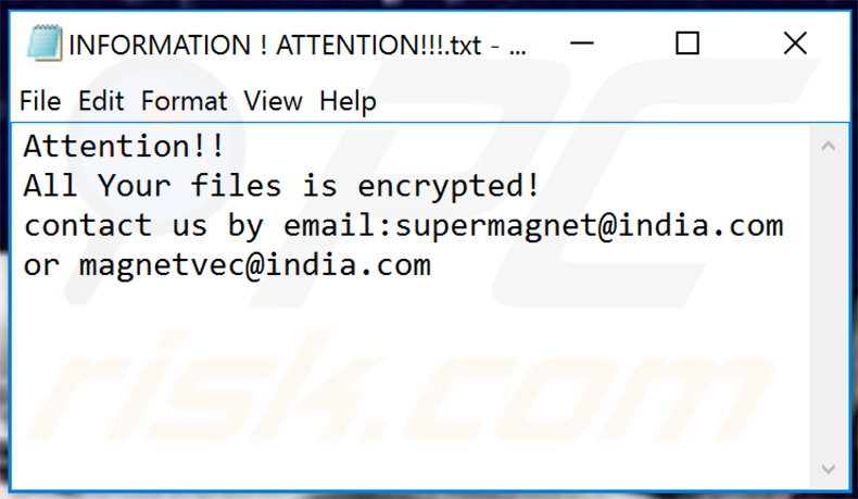 .wallet ransomware text file (INFORMATION ! ATTENTION!!!.txt)
