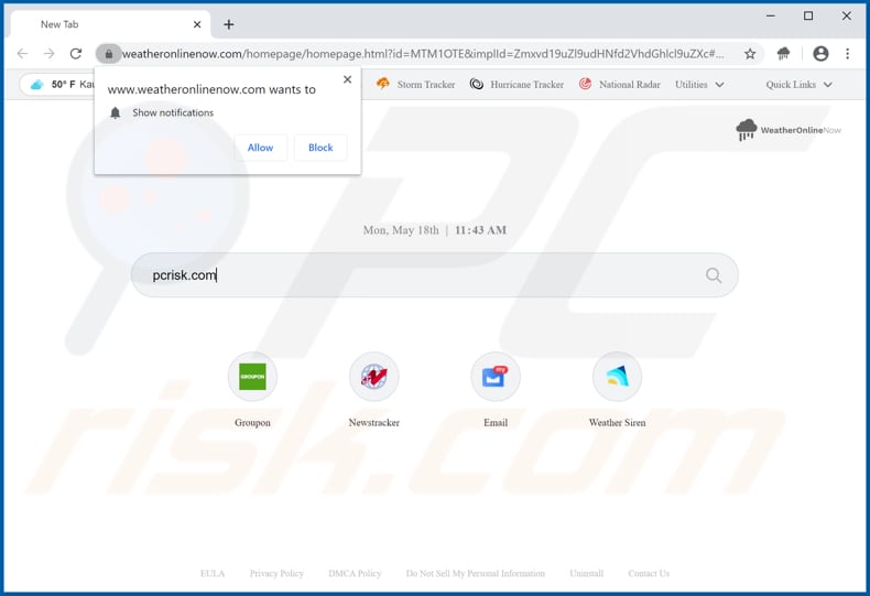 weatheronlinenow.com browser hijacker