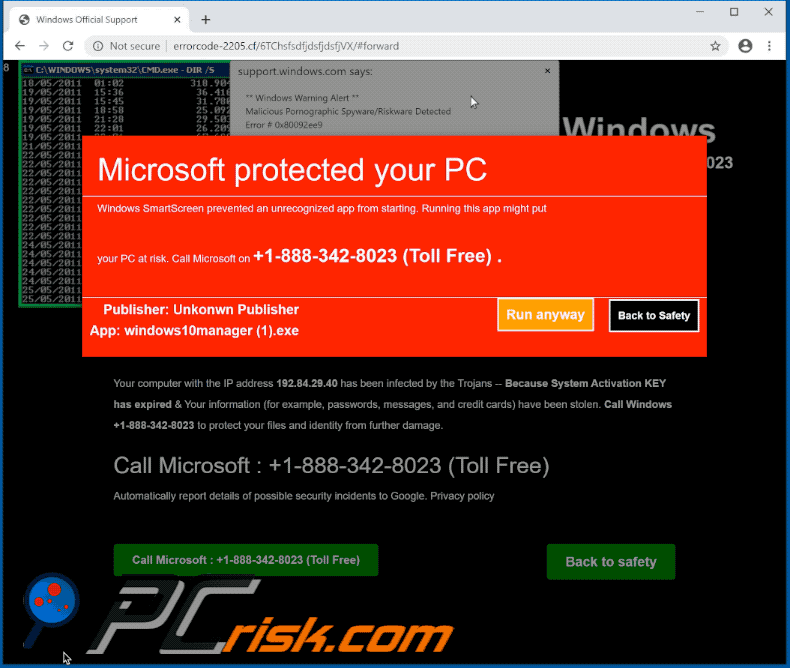 Windows Protected Your PC pop-up scam (2020-05-27)