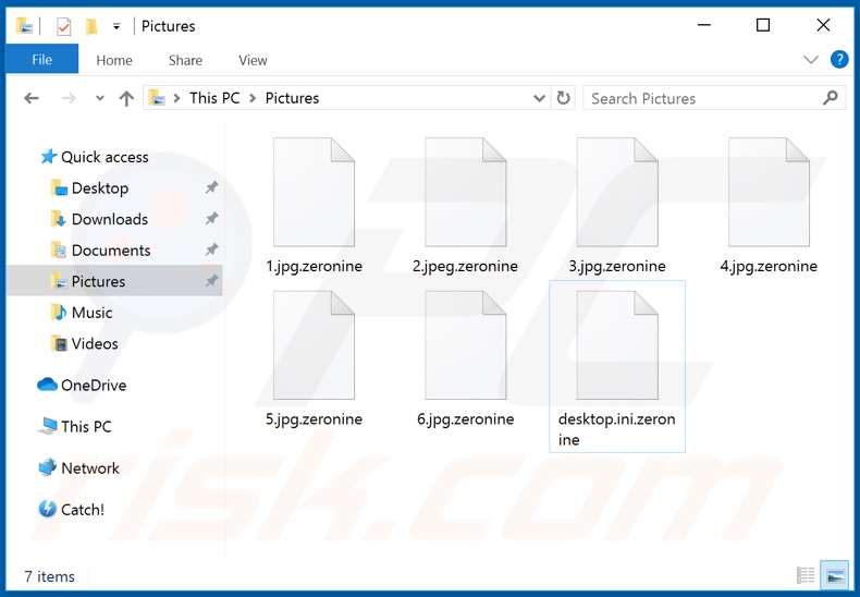 Files encrypted by Zeronine ransomware (.zeronine extension)