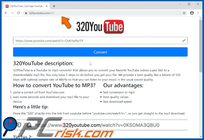 Appearance of 320youtube[.]com redirecting to topflownews[.]com