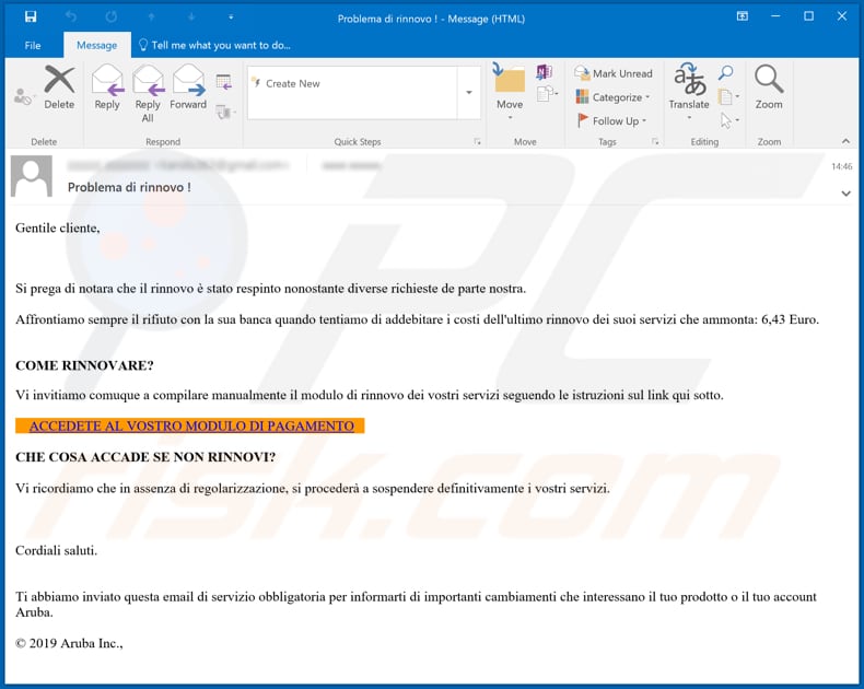 Aruba.it Email Scam email spam campaign