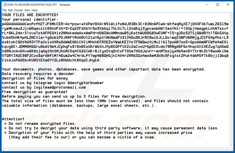 Bomba decrypt instructions (HOW TO RECOVER ENCRYPTED FILES.TXT)