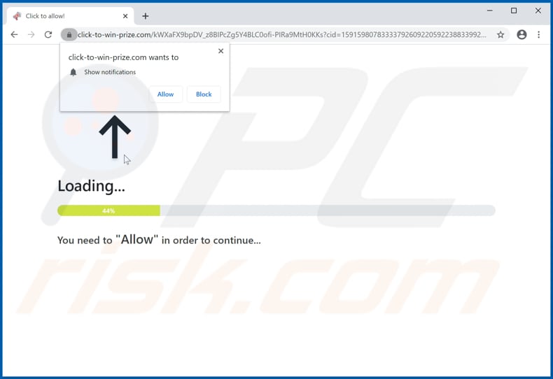 click-to-win-prize[.]com pop-up redirects