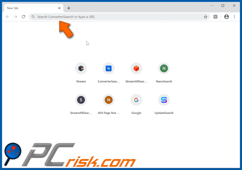 ConverterSearch browser hijacker appearance gif