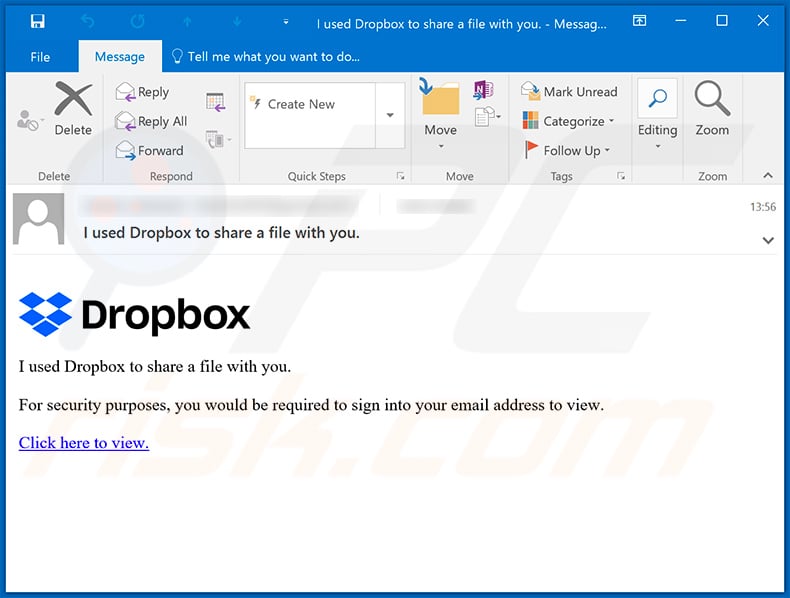 Dropbox Email Scam email spam campaign