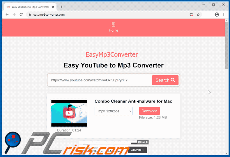 easymp3converter.com redirects to flash sd app download page