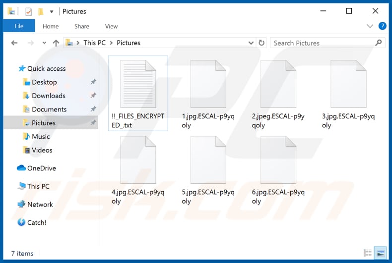 Files encrypted by ESCAL ransomware (.ESCAL-p9yqoly extension)