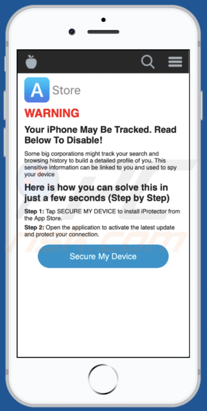 extrasafe.xyz pop-up scam second variant mobile version