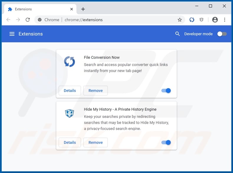 Removing hfileconversionnow.com related Google Chrome extensions