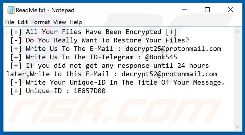 Fob ransomware text file (ReadMe.txt)