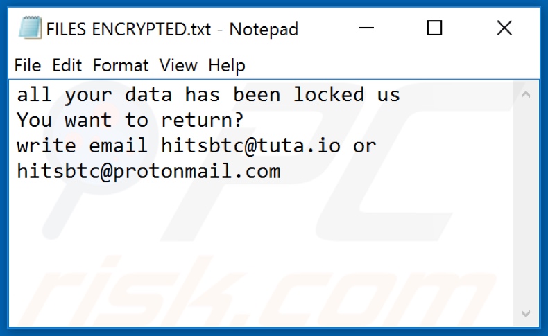 FRM ransomware text file (FILES ENCRYPTED.txt)