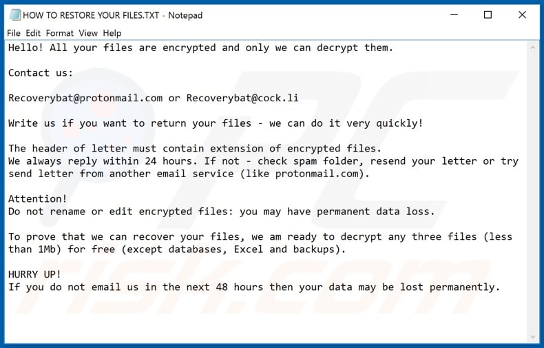 Gdjlosvtnib decrypt instructions (HOW TO RESTORE YOUR FILES.TXT)