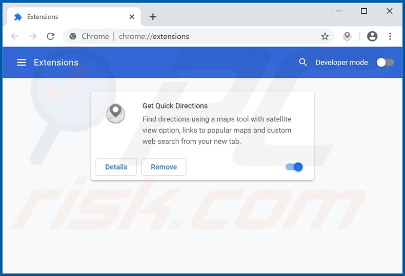 Removing getquickdirections.com related Google Chrome extensions