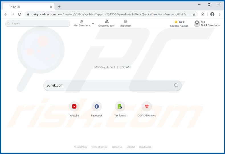 getquickdirections.com browser hijacker