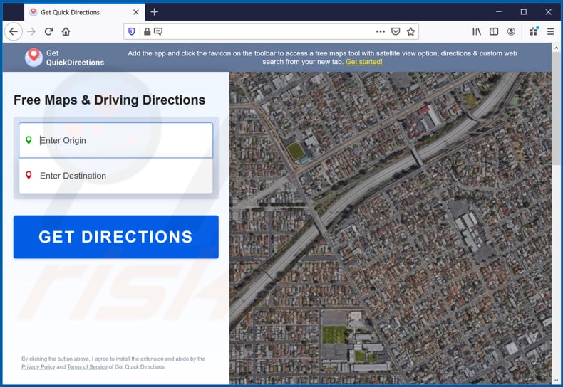 get quick directions browser hijacker promoter firefox