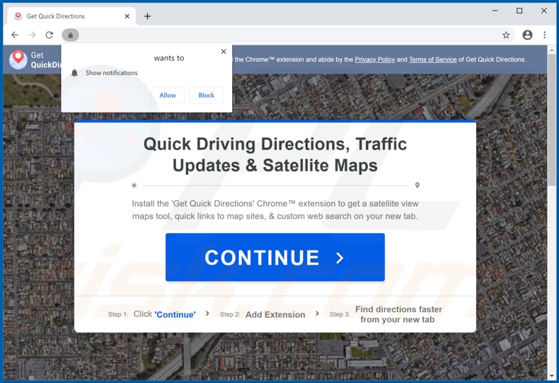 Website used to promote Get Quick Directions browser hijacker