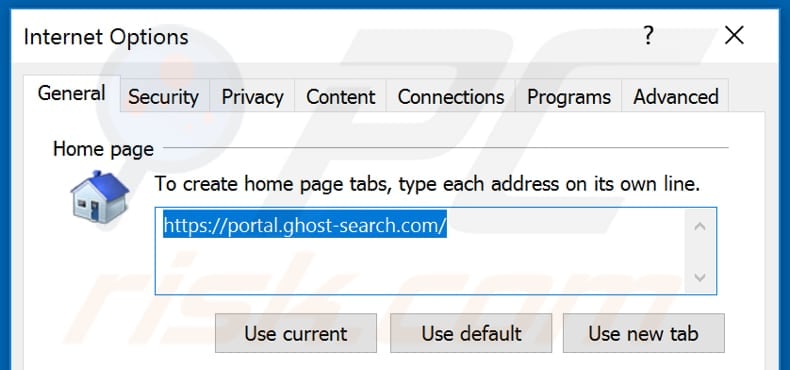 Removing ghost-search.com from Internet Explorer homepage
