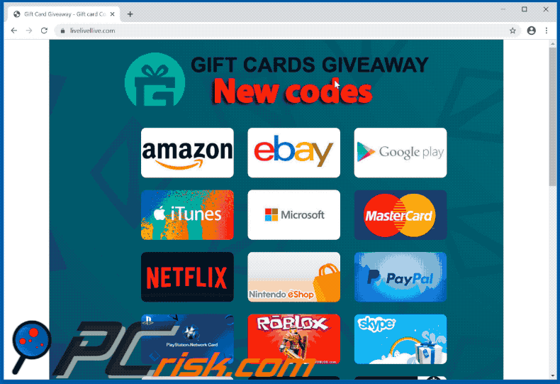 Gift card giveaway scam appearance 1