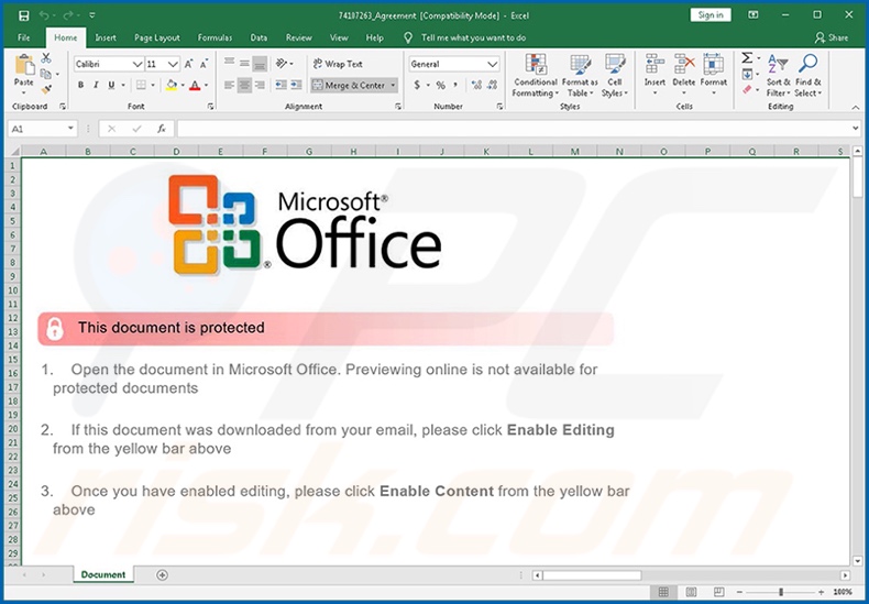 Malicious Excel file spreading GraceWire trojan