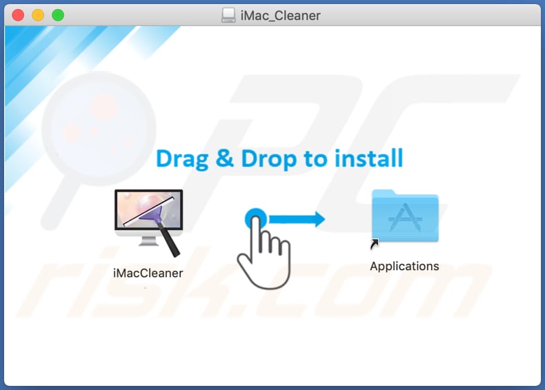 Installation setup of iMacCleaner PUA