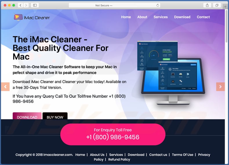 Website used to promote iMacCleaner PUA