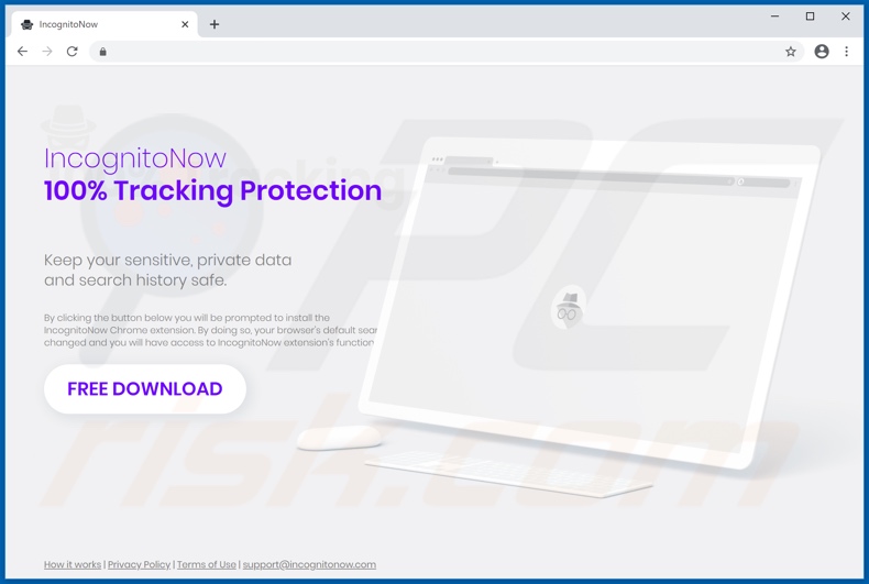 Website used to promote IncognitoNow browser hijacker
