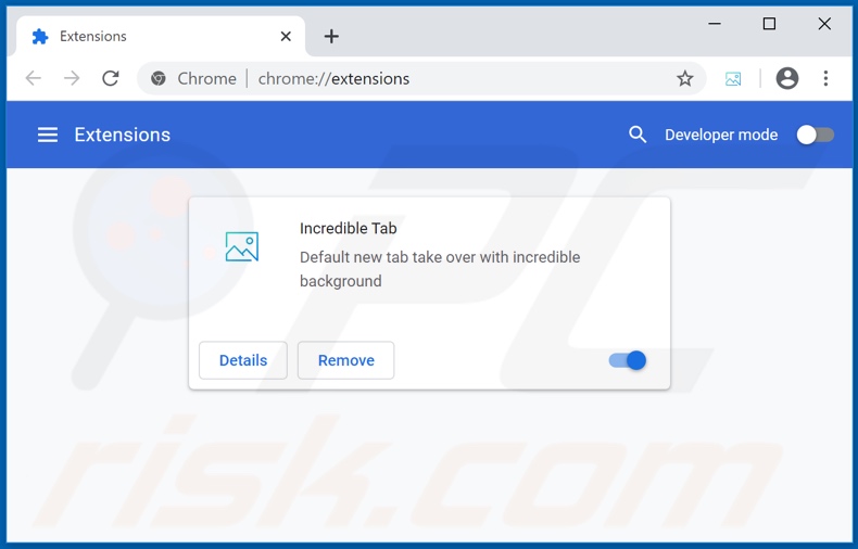 Removing incredibletab.com related Google Chrome extensions