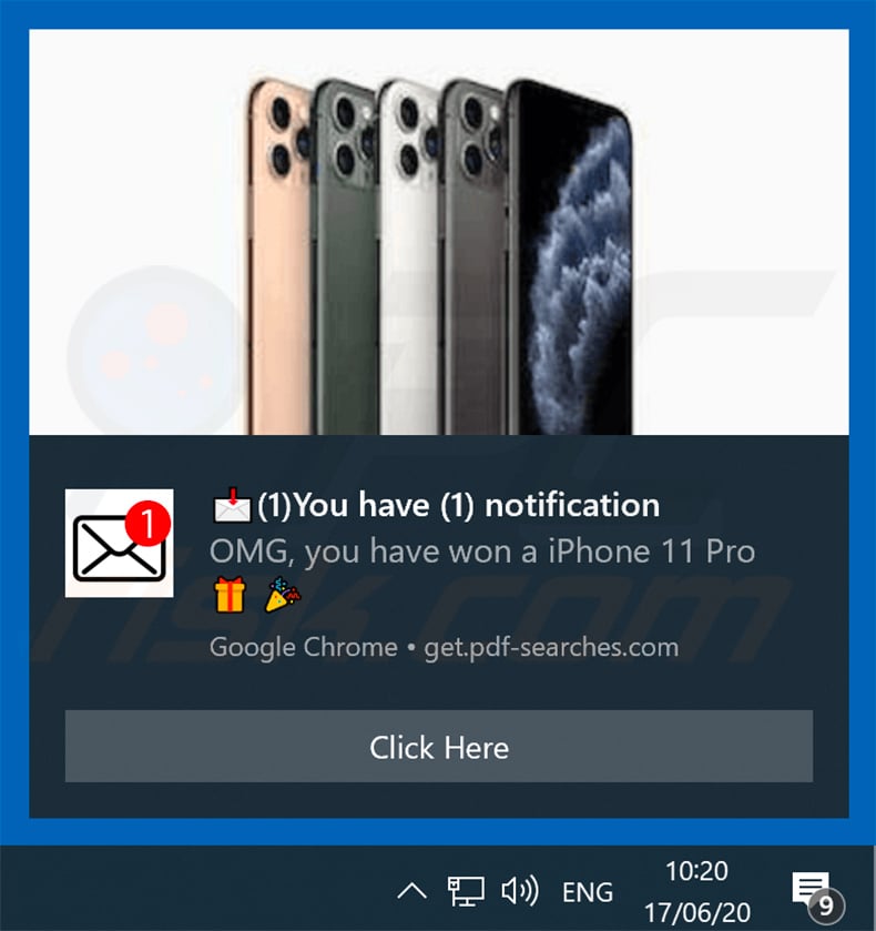Get The New iPhone 11 Pro promoted via browser notification