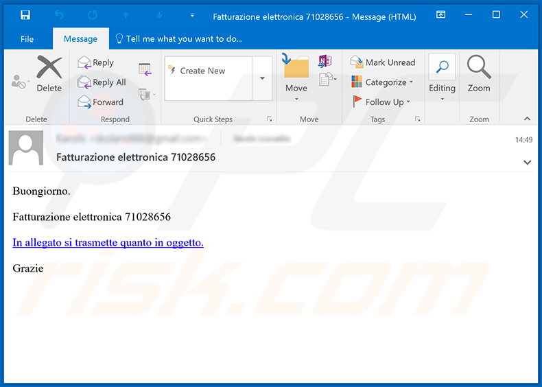 Spam email distributing JasperLoader trojan