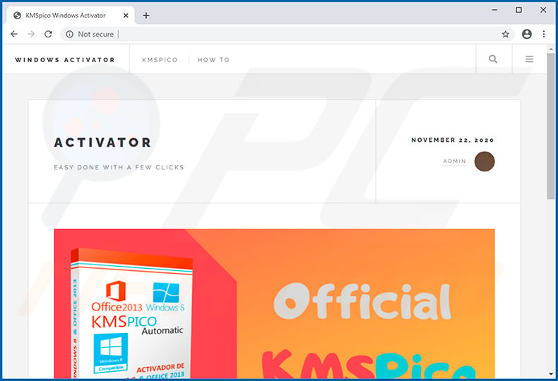 Website promoting KMSPico which injects Buer Loader and AsyncRAT into the system