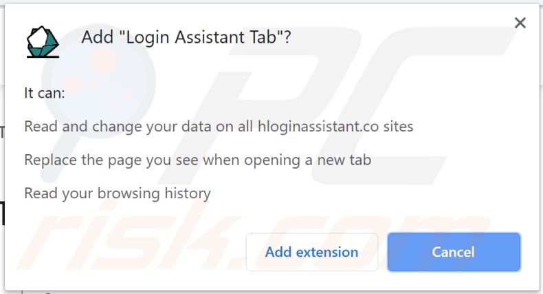 login assistant browser hijacker asks for a permission to be downloaded and installed