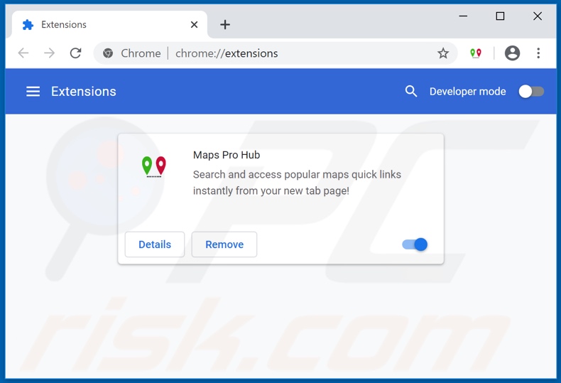 Removing hmapsprohub.com related Google Chrome extensions