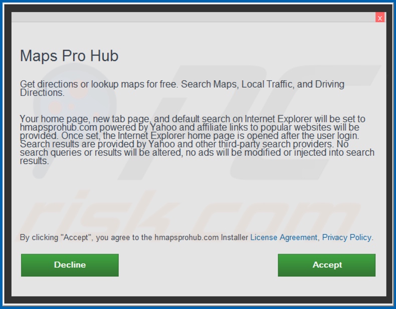 Official Maps Pro Hub browser hijacker installation setup