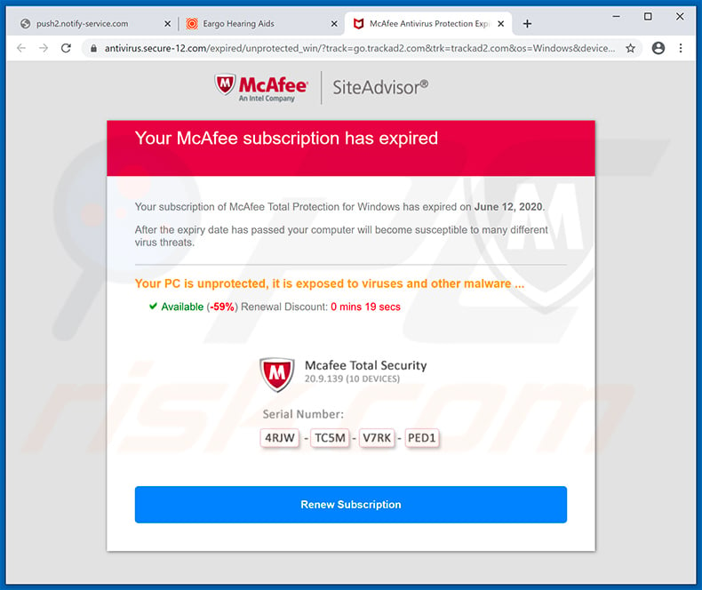 free mcafee internet security trial