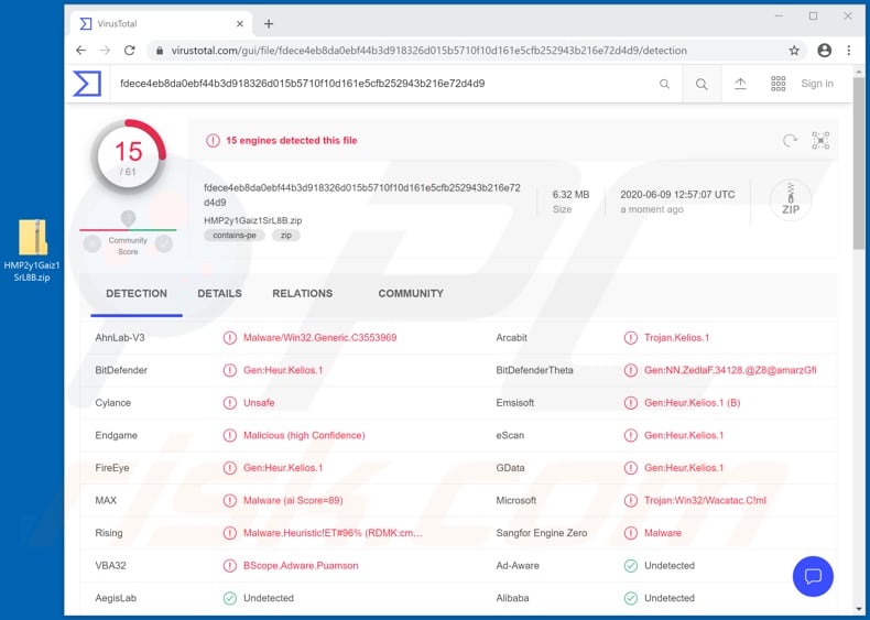 Mekotio malware detections on VirusTotal