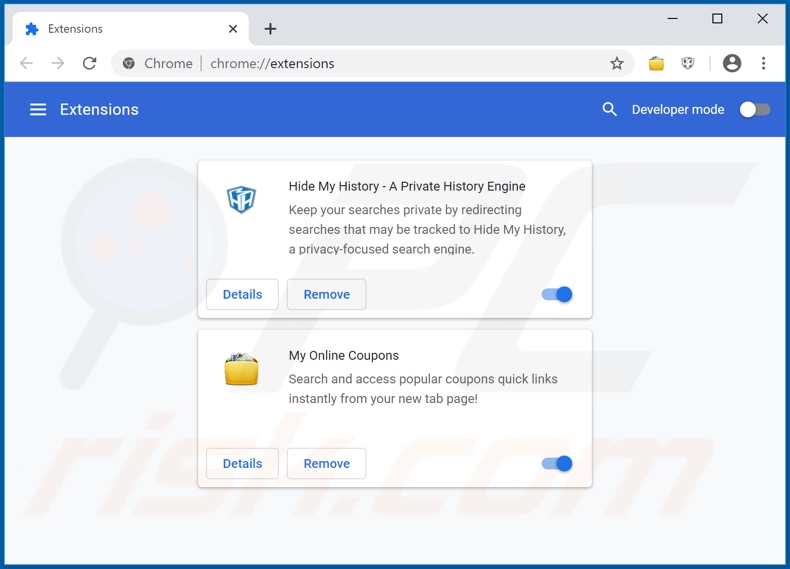 Removing hmyonlinecoupons.com related Google Chrome extensions