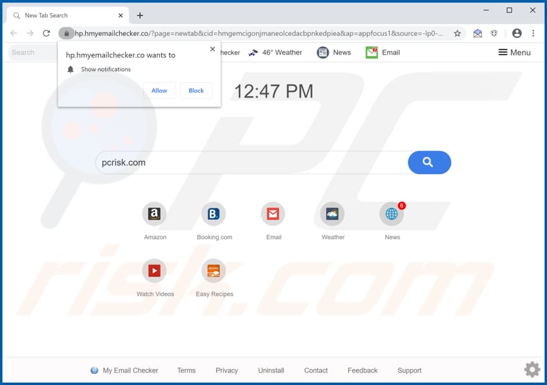 hp.hmyemailchecker.co browser hijacker
