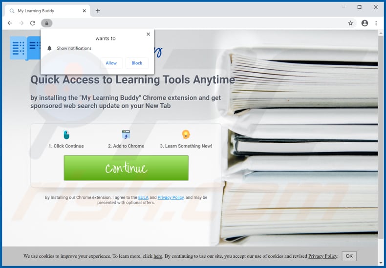 Website used to promote My Learning Buddy browser hijacker