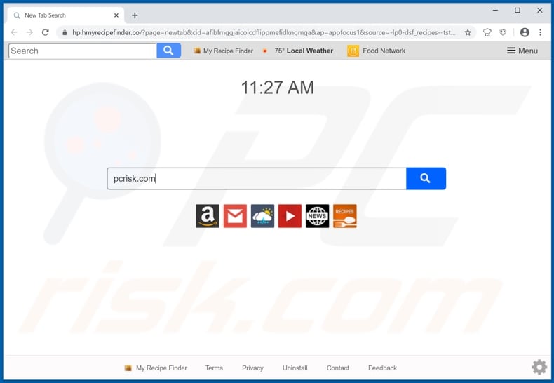 hmyrecipefinder.co browser hijacker