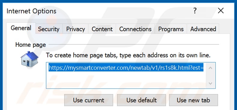 Removing mysmartconverter.com from Internet Explorer homepage