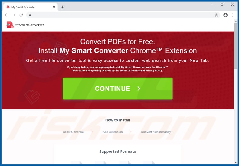 Website used to promote My Smart Converter browser hijacker