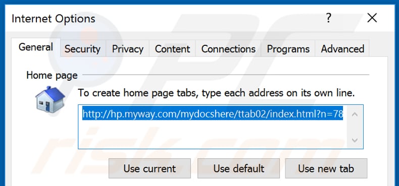 Removing hp.myway.com from Internet Explorer homepage