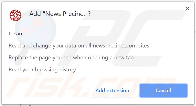 news precinct browser hijacker asks for a permission to be installed