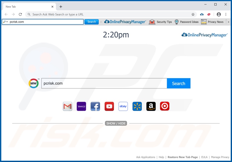 OnlinePrivacyManager browser hijacker